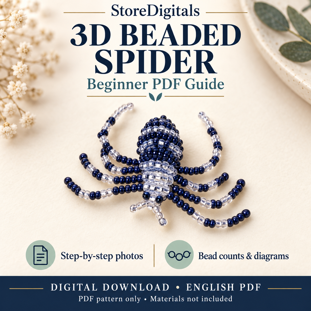 3D Beaded Spider PDF Pattern
