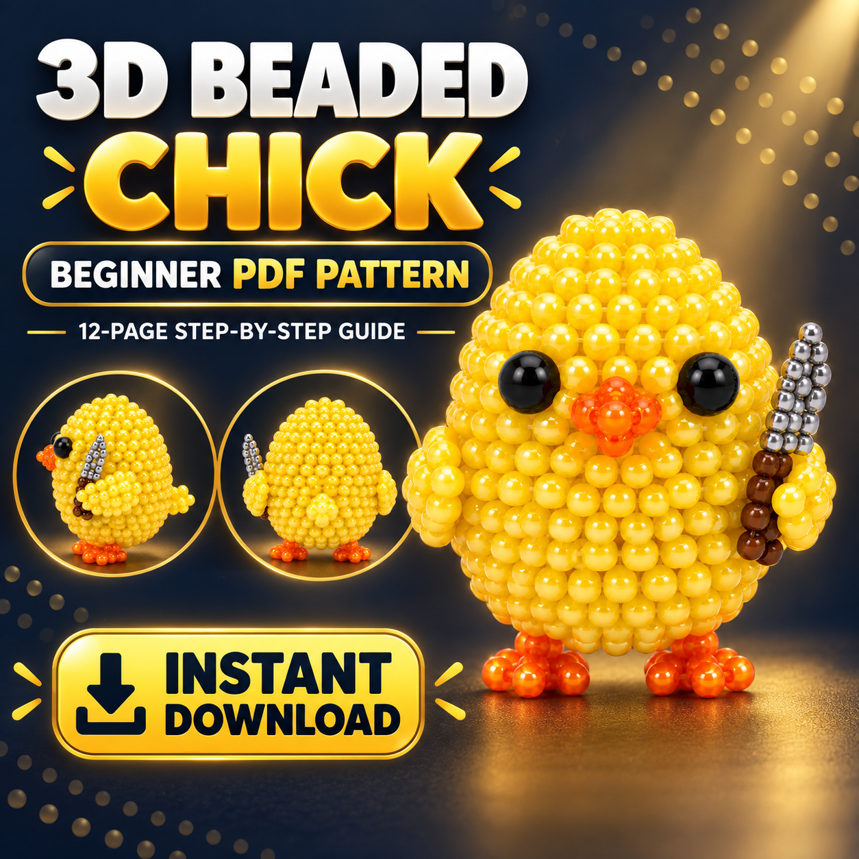 3D Beaded Chick PDF Pattern PDF pattern