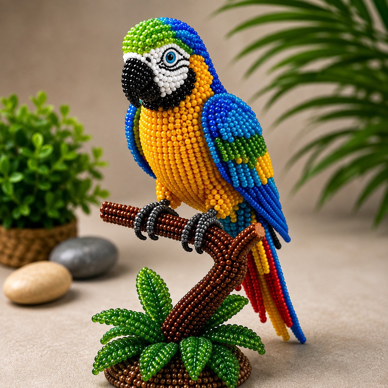 3D Beaded Macaw Parrot On Trunk PDF Pattern PDF pattern