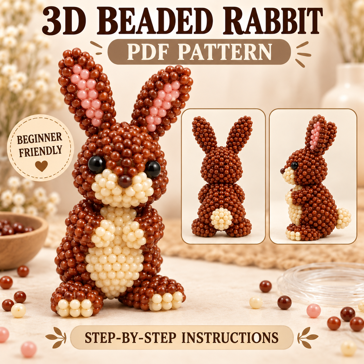 3D Beaded Rabbit PDF Pattern PDF pattern