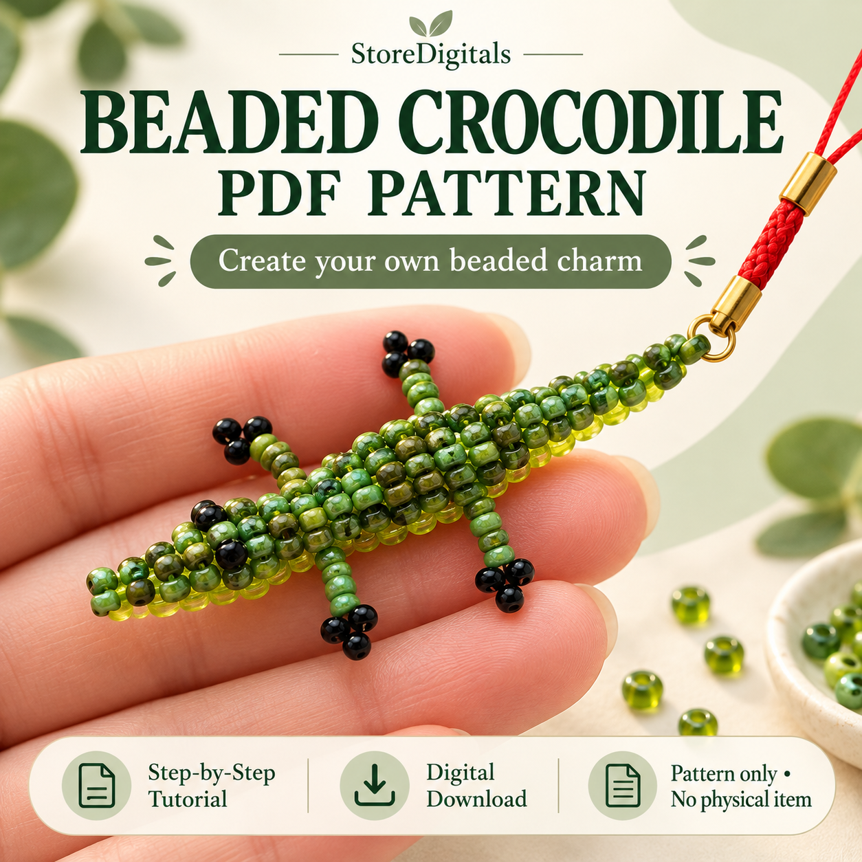 Beaded Crocodile PDF Pattern PDF pattern