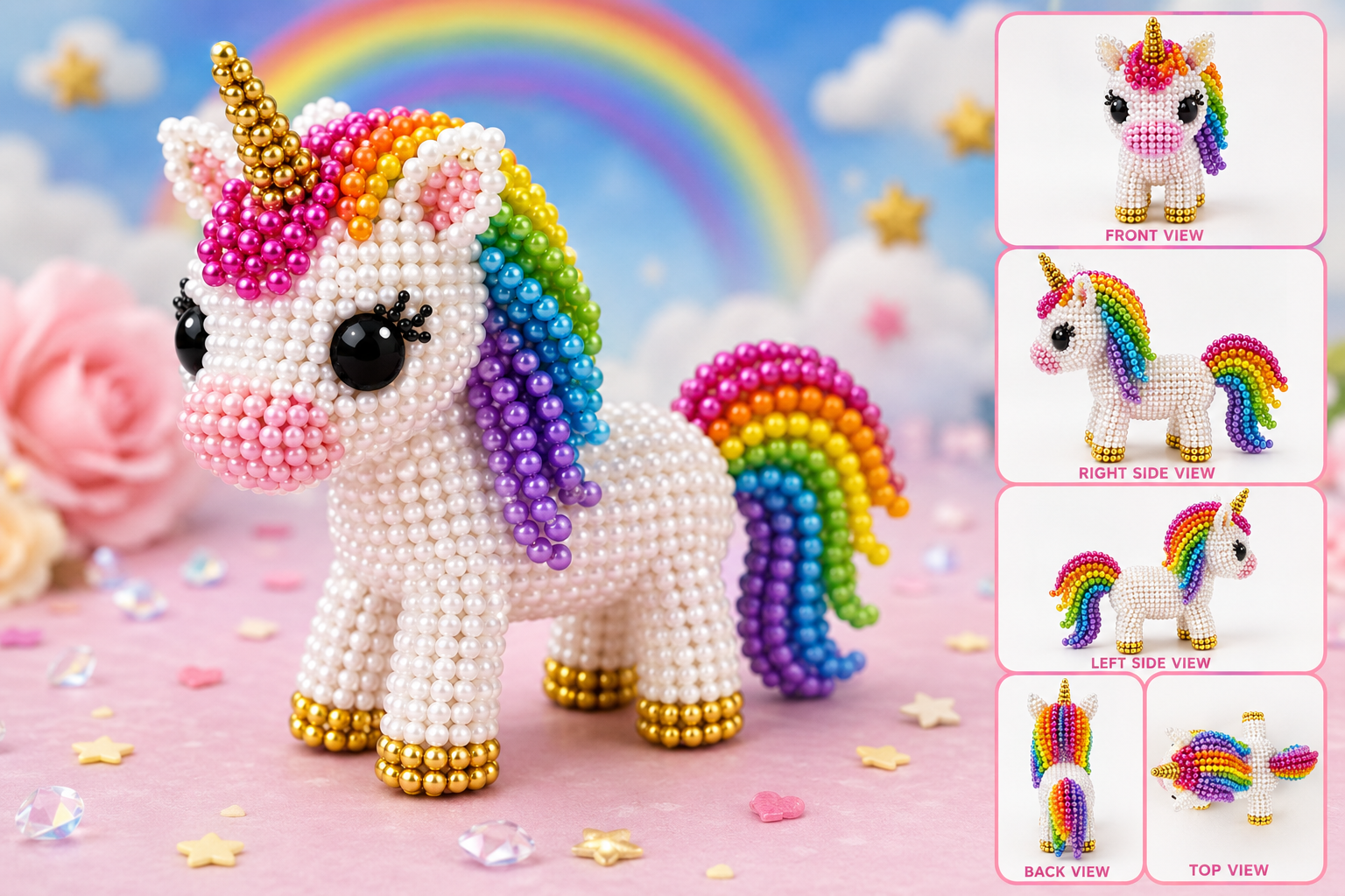 3D Beaded Unicorn PDF Pattern gallery image