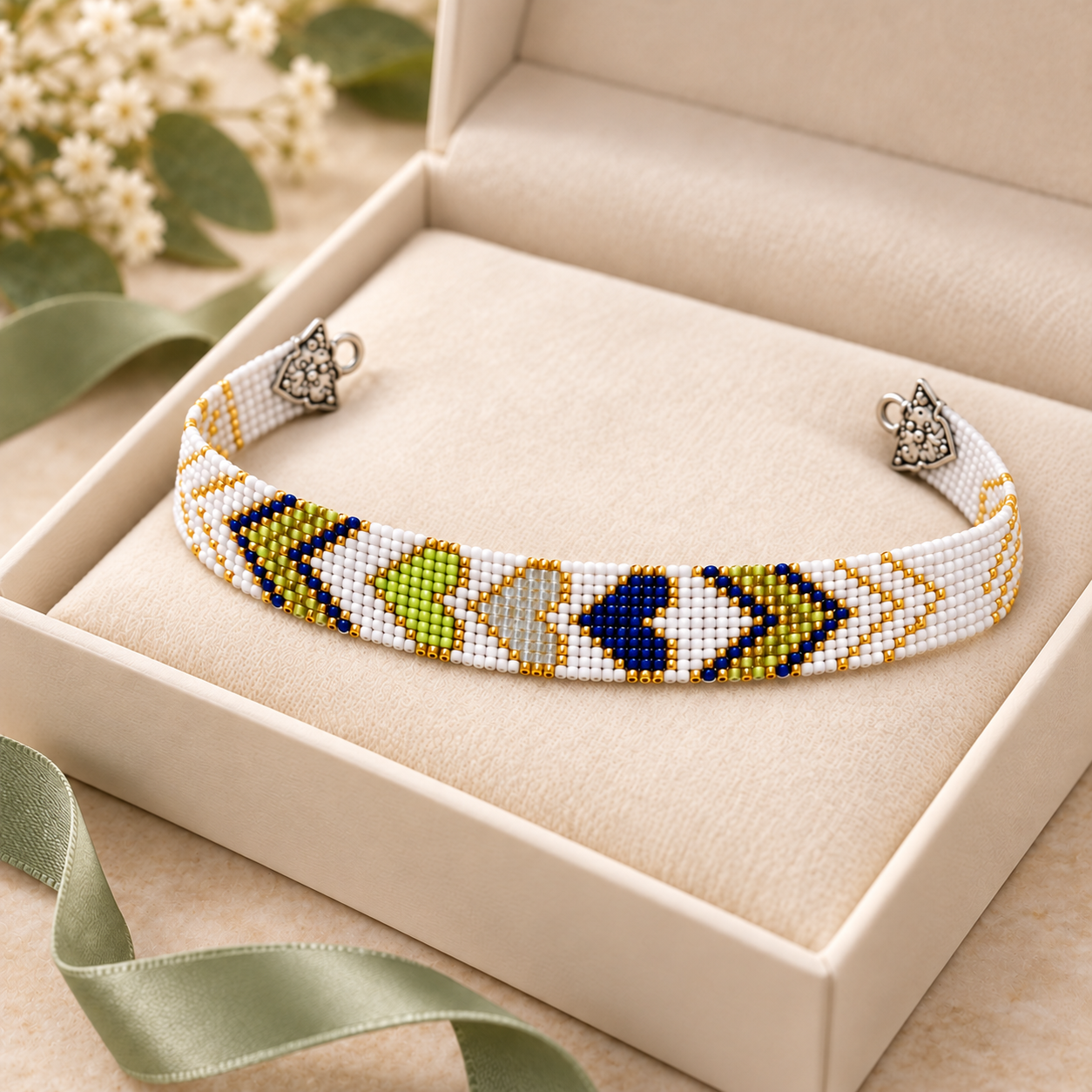 Heart Beaded Bracelet PDF Pattern gallery image