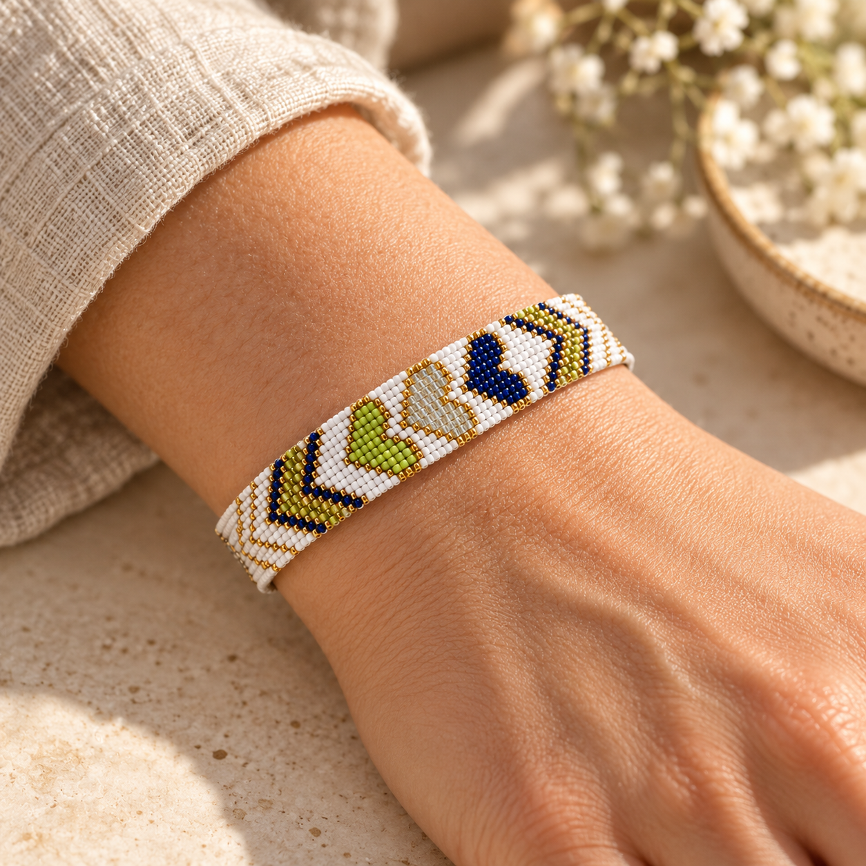 Heart Beaded Bracelet PDF Pattern gallery image