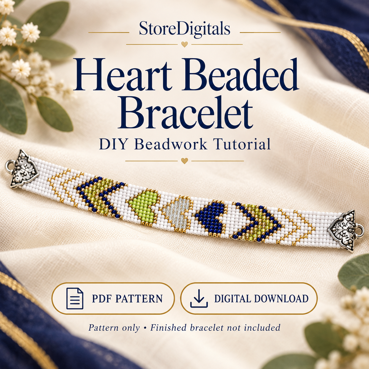 Heart Beaded Bracelet PDF Pattern PDF pattern
