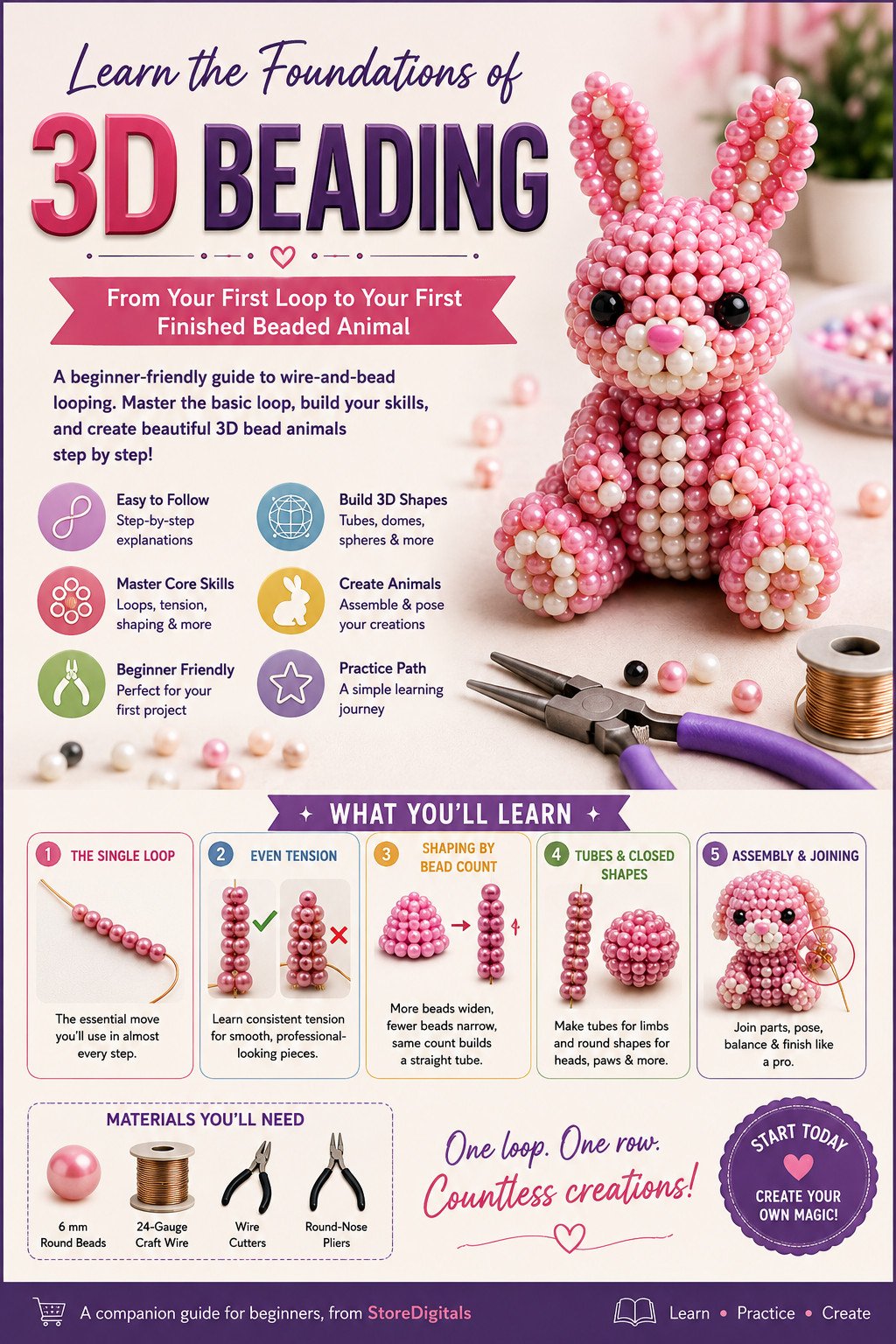 Learning 3D Beading PDF Pattern PDF pattern
