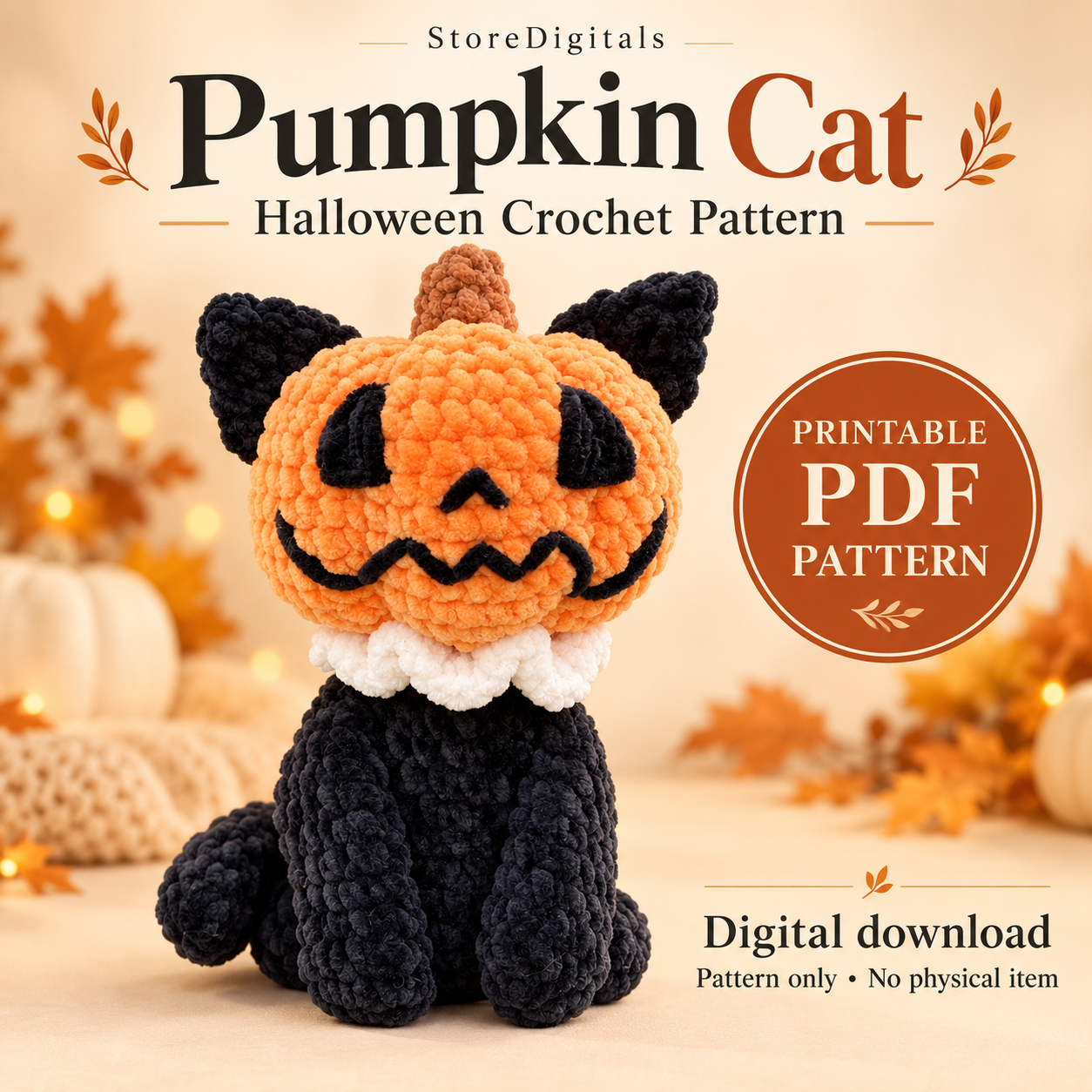Pumpkin Cat Crochet PDF Pattern PDF pattern